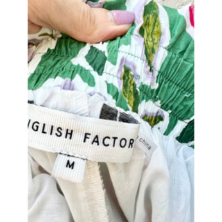 English Factory Floral Print Crop Top &High Rise Shorts Set Green Women's Medium