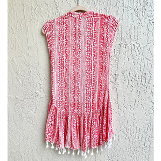 Poupette St Barth Heni Fringe Tassel Mini Dress Coral Women's Size 1 / Small