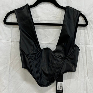 NWT Lioness Vegan Leather Sleeveless Crop Y2K Corset Top Black Women's AU 6 / XS