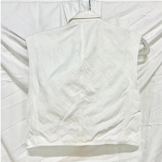 Helmut Lang Linen Blend Sleeveless Notch Lapel Crop Vest Optic White Womens Sz 0