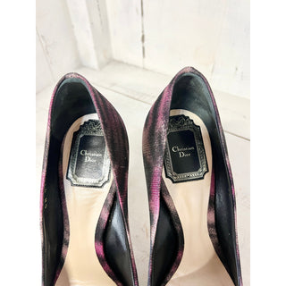 Dior Slip On Round Toe Stilettos Heel Pumps Shoes Purple/Black Women Size 38 / 8