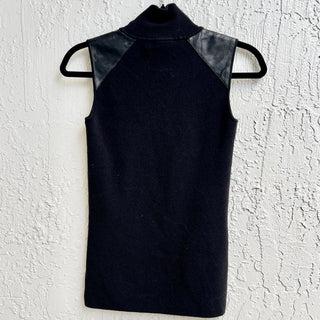 J Brand Sleeveless Merino Wool Blend Turtleneck Sweater Black Women's Size Small