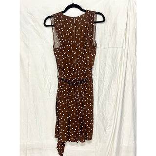 Zara Pretty Woman Polka Dot Surplice V-Neck Mini Shift Dress Brown/White Size XS