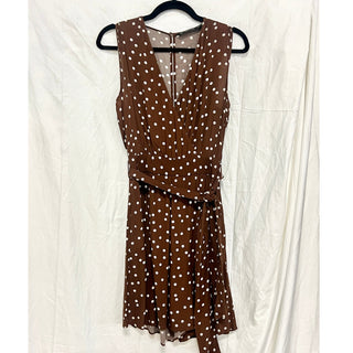 Zara Pretty Woman Polka Dot Surplice V-Neck Mini Shift Dress Brown/White Size XS