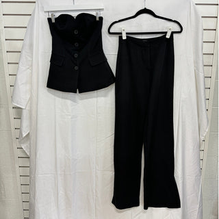 NWT Rivir Strapless Button-Front Tube Top & Wide Leg Trouser Pants Set Black S