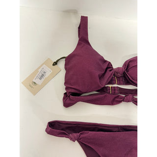 NWT The Garzetta Arena Double Knot Top & Bow Bottom Bikini Set Burgundy Women L