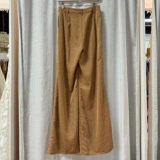 Pretty Lavish Jamie Crop Tie Knot Blouse & Wide Leg Trouser Pants Set Tan US 4