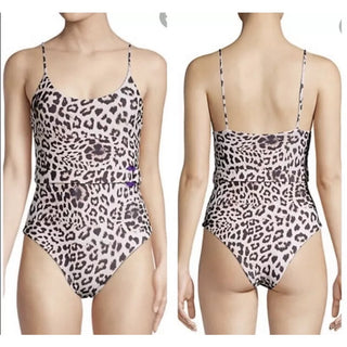 MIKOH Mila Leopard Print Scoop Neck One Piece Swimsuit Tan black Women's Size XS