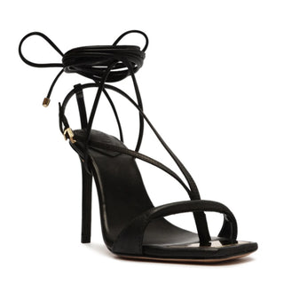 NWT Schutz Vikki Leather Lace-up Strap Stiletto Sandals Black Women's Size 7.5B