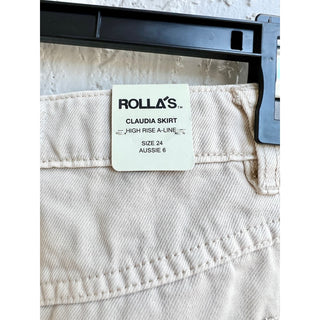 NWT Rolla's High Rise A-Line Claudia Mini Denim Skirt Cream Women's Size 24