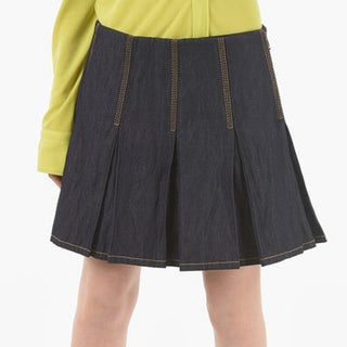 NWOT Bottega Veneta Salon 3 Pleated Denim Mini Skirt Navy Blue Women's Size 34/2