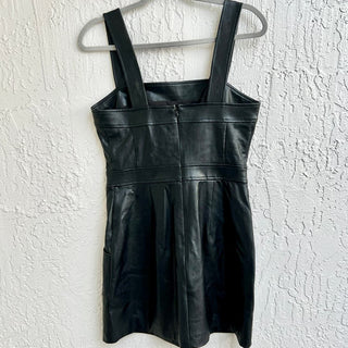 NWT Amanda Uprichard Faux Leather Ace Mini Dress Black Women's Size Small