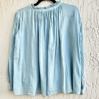 Carolina K Puff Sleeve 100%Cotton Gauze Top Blouse Light Blue Women's Size Small