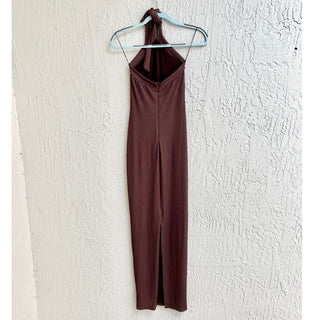 Rumer Sleeveless Jersey Halter Neck Lotte Maxi Dress Chocolate Women's Size XS