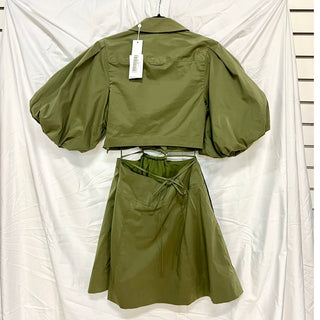 NWT Jonathan Simkhai Aulora Cut-out Poplin Mini Dress Olive/Army Women's Size XS