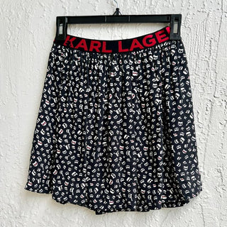 Karl Lagerfeld Pleated Printed Pull On Mini Skirt Black Kid's Size 14