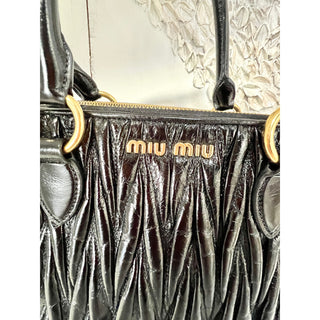 Miu Miu Matelassé Nappa Leather Removable Strap Shoulder Crossbody Handbag Black