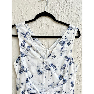 Rebecca Taylor Sleeveless Floral Print Bow Mini Dress Blue White Women's  US 2