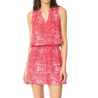 Soft Joie Zealana Printed Sleeveless Split Neck Blouson Mini Dress Red Women XXS