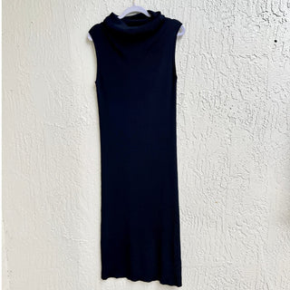 NWT Oscar The Collection Sleeveless Rib Knit Midi Dress Navy Blue Women's Large