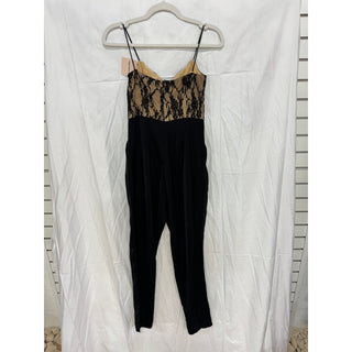 NWT superdown Bella Lace Sleeveless Straight Leg Jumpsuit Black/Nude Women's XS