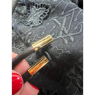 Louis Vuitton Monogram Embroidered Short Sleeve Shift Mini Dress Black Women's 4