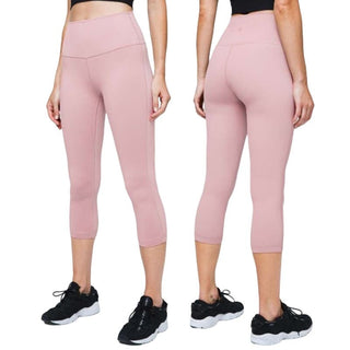 Lululemon High Rise Wunder Under Cropped Pull On Leggings Pink Women's Size 6