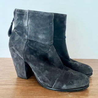 Rag & Bone Suede Leather Block Heel Ankle Booties Newbury Gray Women's Sz 39.5/9