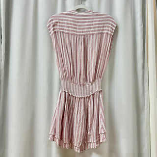 Rails Angelina Linen Blend Stripe Tiered Mini Dress Pink/White Women's Size S