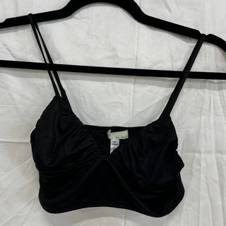 Fleur du Mal Sleeveless Adjustable Strap Crop Bra Top Black Women's Size XS