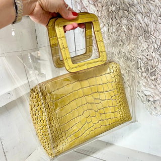 Staud Shirley Clear PVC and Crocodile-Embossed Tote Bag With Removable Pouch