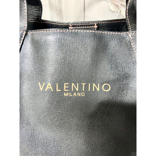 Valentino By Mario Valentino Adele Leather Double Top Handle Tote Handbag Black