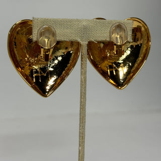 HM Gold Plated Heart Shaped Women's Statement Clip-On Earrings