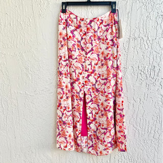 NWT ba&sh Dalenda Floral High Waisted Midi Flared Skirt Fushia Women's 36 / S