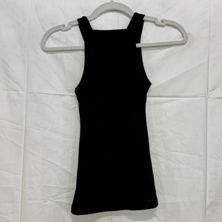 A.L.C. Hannah Sleeveless High Sqaure Neck Ribbed Knit Tank Top Black Women's XS