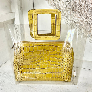 Staud Shirley Clear PVC and Crocodile-Embossed Tote Bag With Removable Pouch