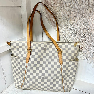 Louis Vuitton Damier Azur  Canvas Totally MM Shoulder Tote Bag White