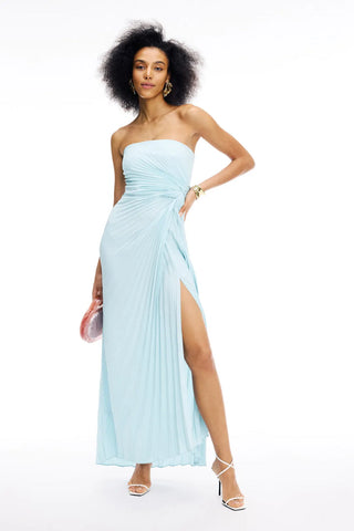 A.L.C. Layla Pleated Strapless Asymmetric Maxi Gown Light Blue Women's Size 4