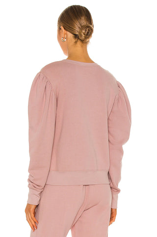 A.L.C Rayna Puff Sleeve Crew Neck Pullover Sweatshirt Baby Pink Women's Medium