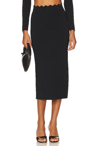 NWT A.L.C. Quincy High Waisted Knit Bodycon Midi Skirt Black Women's Size Small
