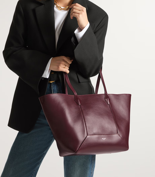 NWT Jimmy Choo Diamond Medium Leather Tote Handbag Burgundy