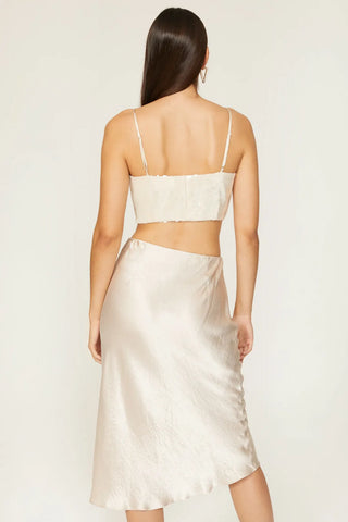NWT Cinq à Sept Nikki Sleeveless Square Neck Sequined Crop Top Cream Womens M