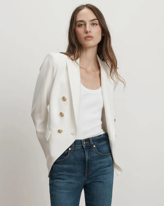 NWT Veronica Beard Miller Dickey Double Breasted Blazer White Women's Size 8