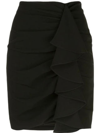 Cinq à Sept Suri Gathered Ruffle Cascade Pencil Mini Skirt Black Women's Size 6
