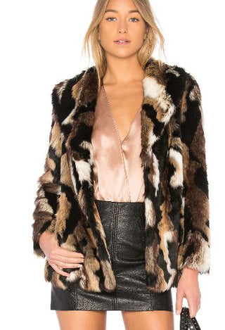 Eaves Colton Faux Fur Tiger Open Coat Jacket Wildcat Brown Women's Size Small