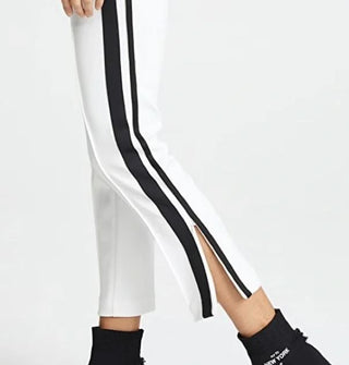 Pam & Gela Exposed Seam Striped Ankle Track Pants White Women's Size P/US 0–2