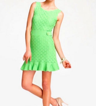 Lilly Pulitzer Villa Mermaid Crochet Sweater Mini Dress Green Women's Size Small
