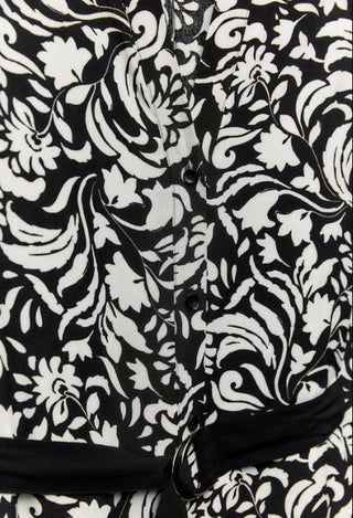 Zara Floral Printed Button Front Maxi Shirt Dress Black White Women's Size XL