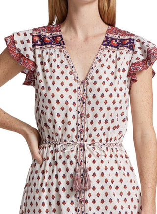 Veronica Beard Tinzia Mixed Paisley Tassel Midi Dress Red Multi Women's Small