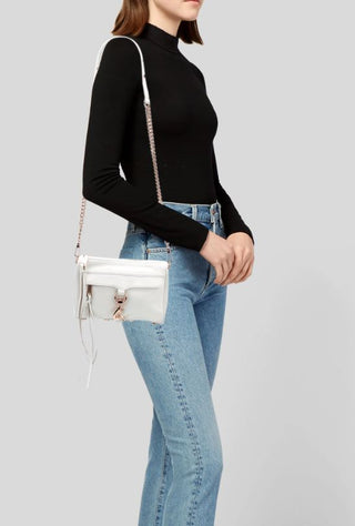 Rebecca Minkoff Mini MAC Golden Rose Strap Shoulder Bag White Women's